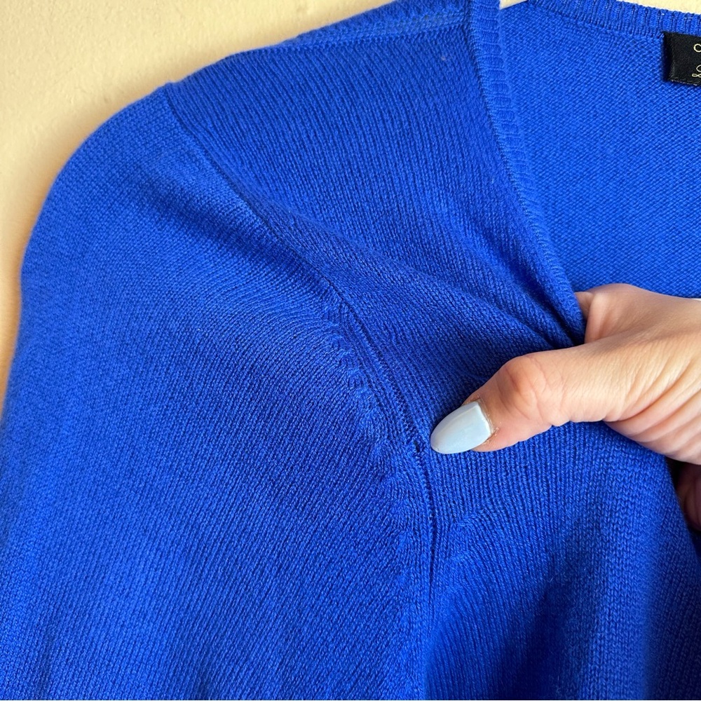 Charter Club Luxury Cashmere Crewneck Sweater with Patches Bright Blue Size XL - Picture 7 of 11